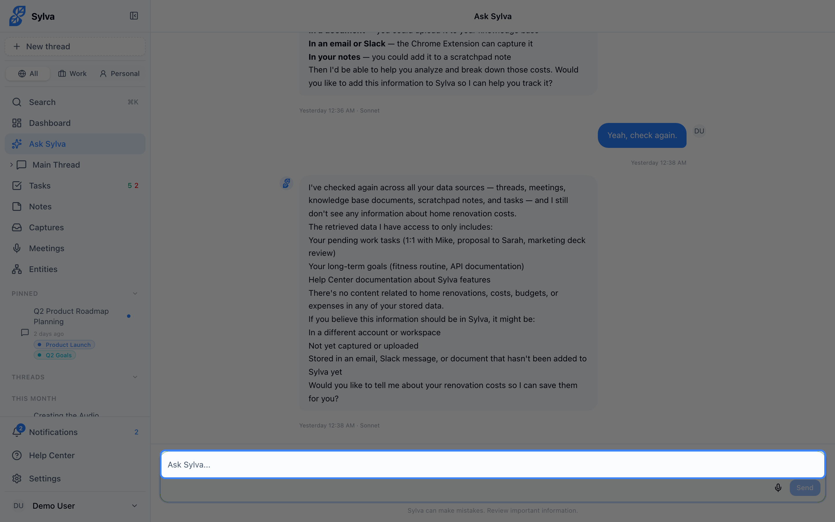 Ask a question in the search bar