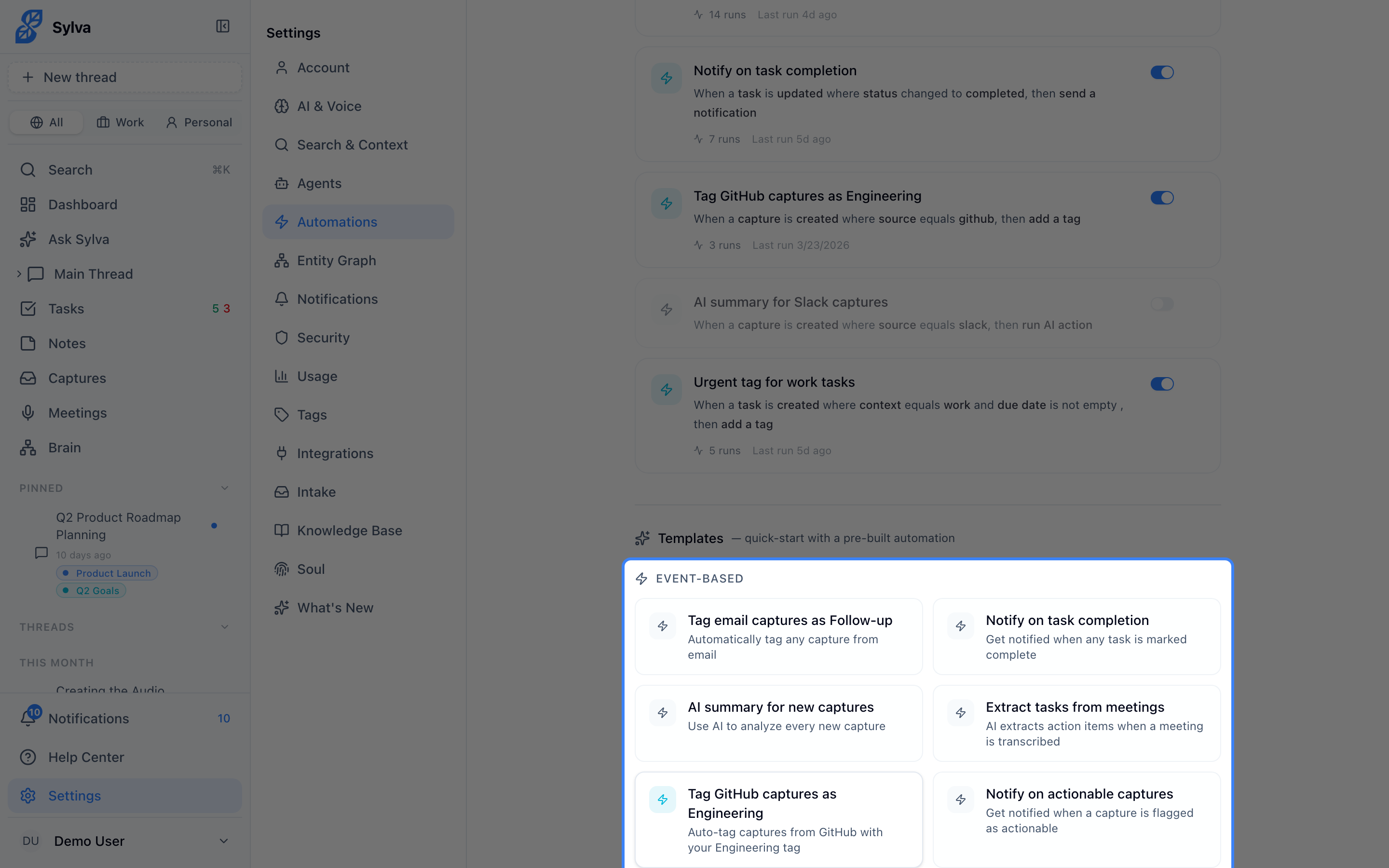 Event-based template picker