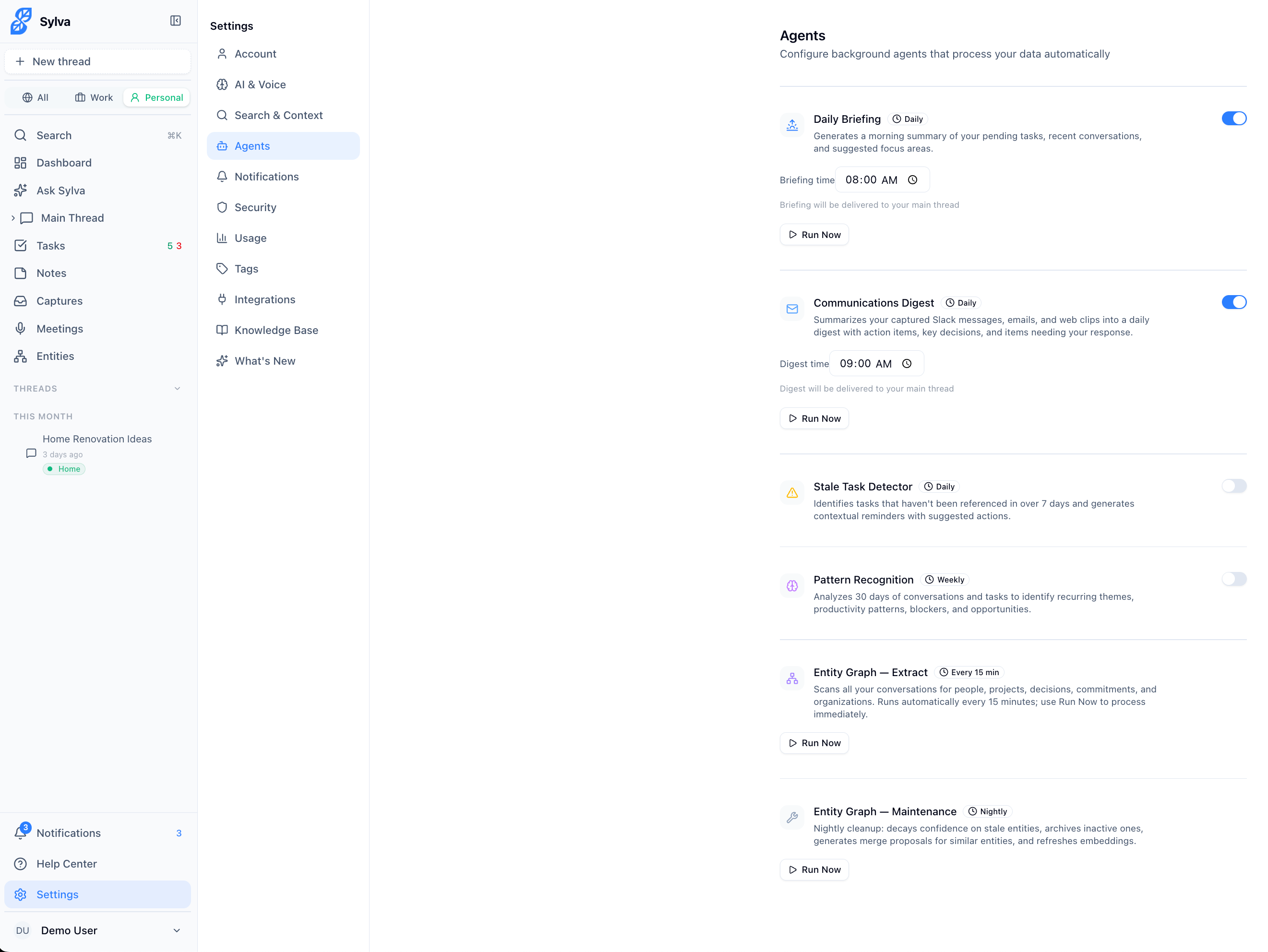 Navigate to Agents settings
