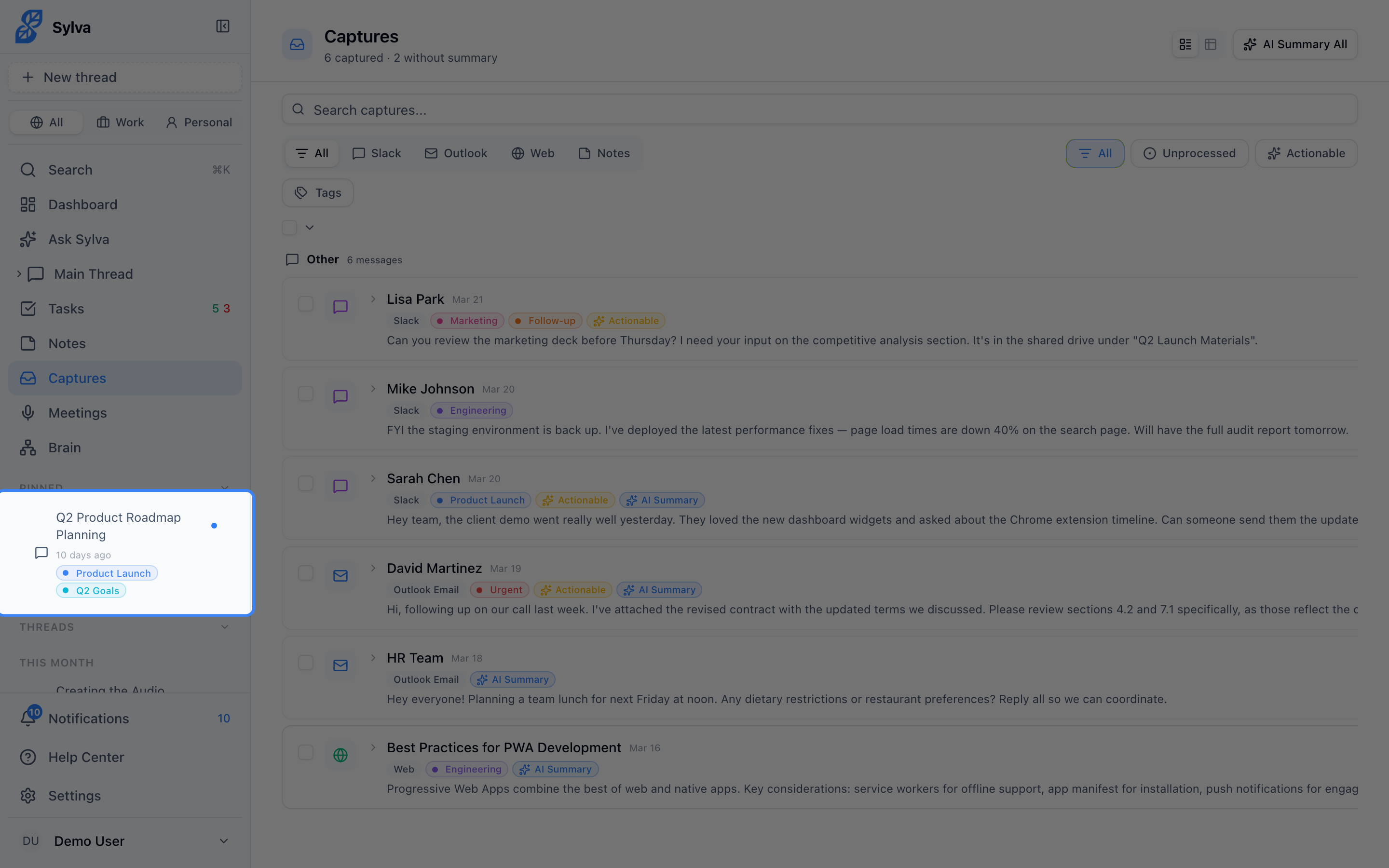 Source filter dropdown with all available sources