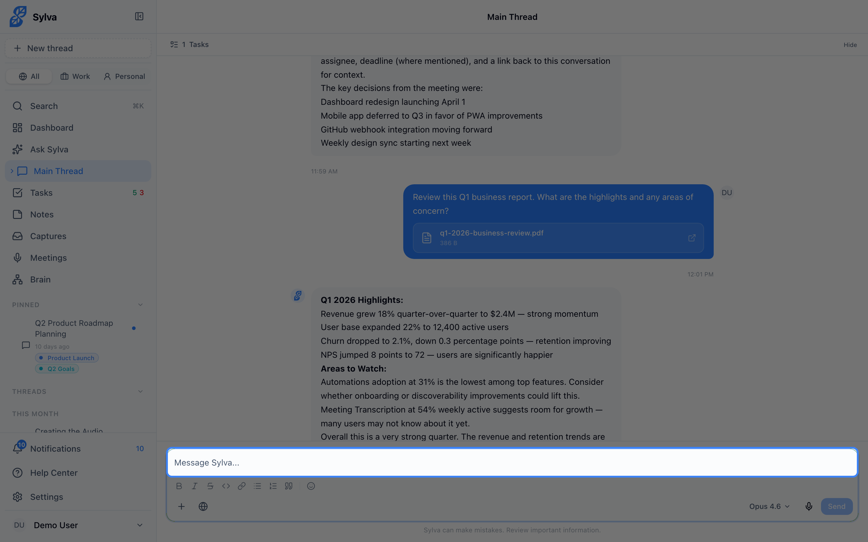 Chat input with pre-filled shared text and file attachment badges