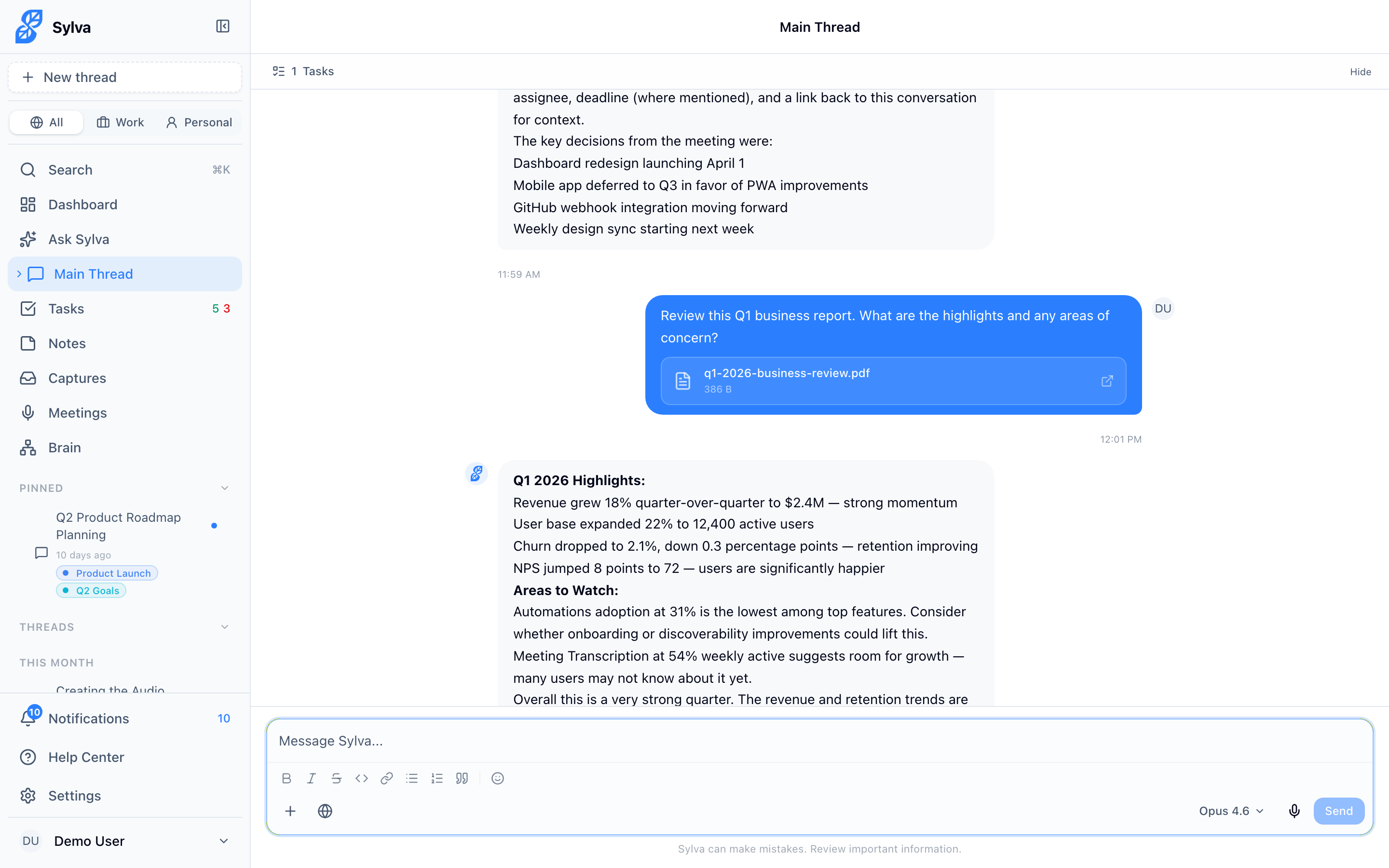 Dragging a file into the chat area