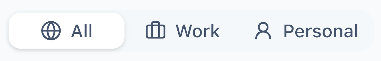 Context switcher tabs in the sidebar