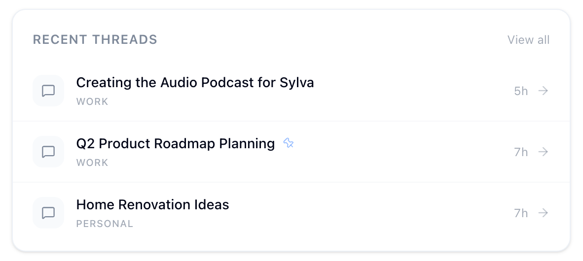 Recent threads widget