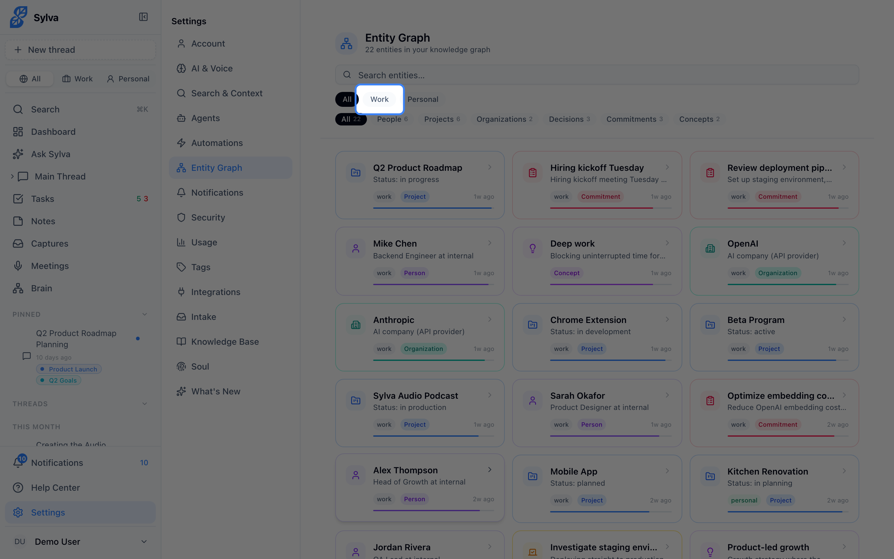 Context switcher on the entity graph