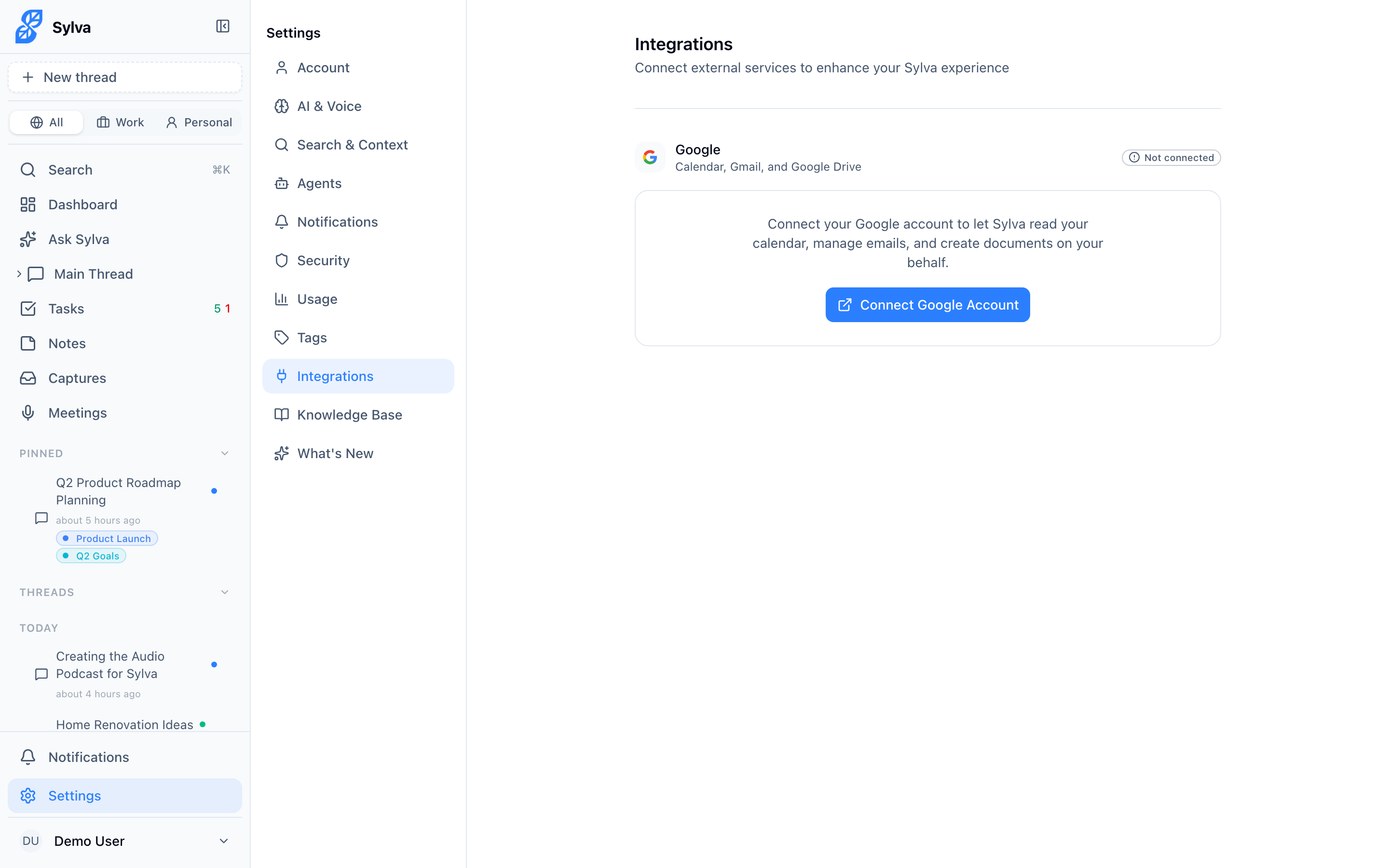 Navigate to Integrations