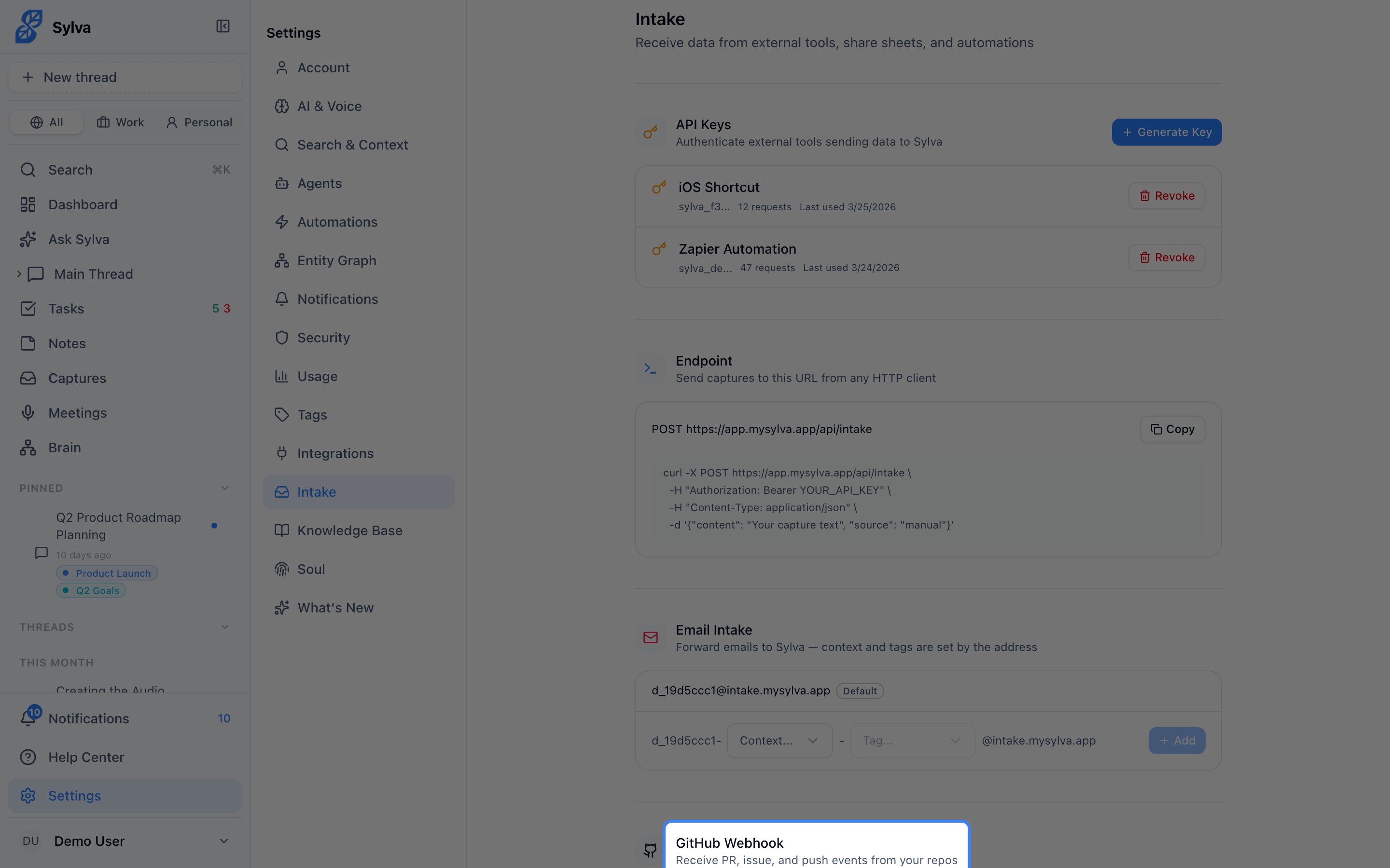 Quick Capture page