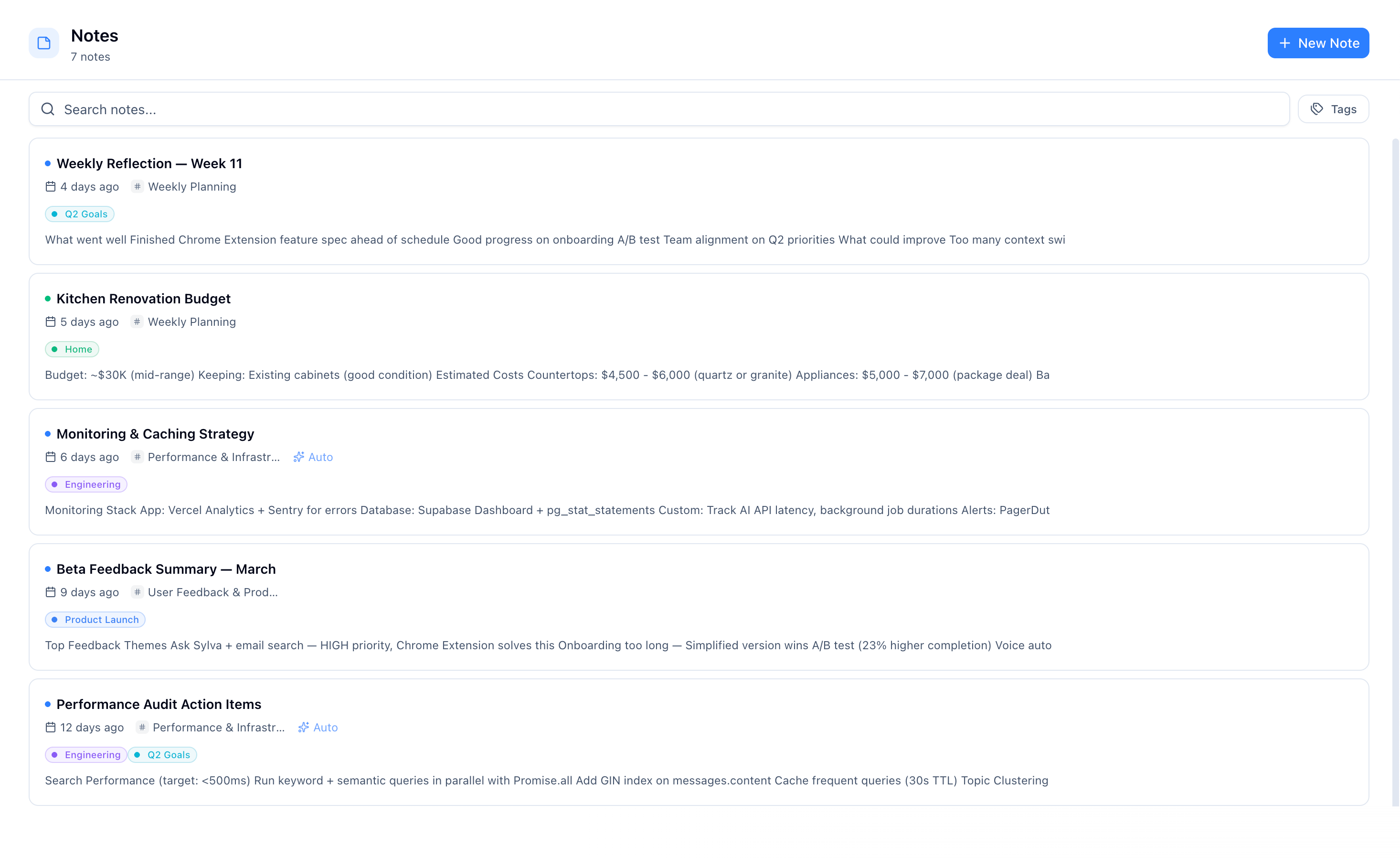 Browse all notes