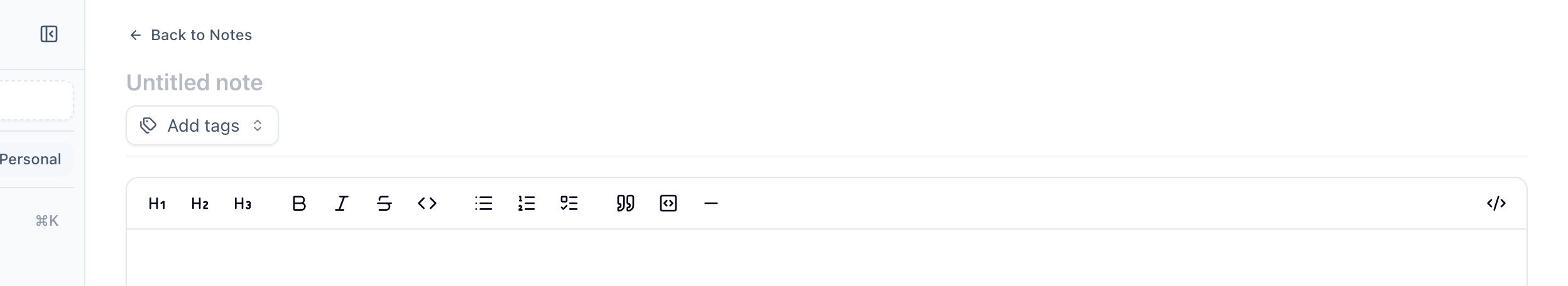 Edit a note with the full editor