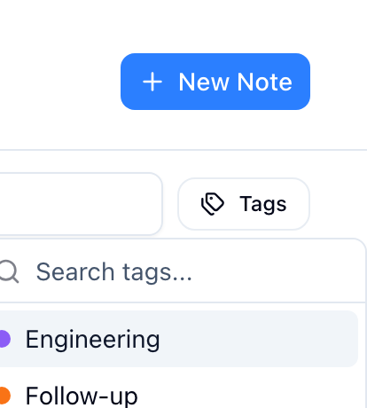 Filter notes by tag