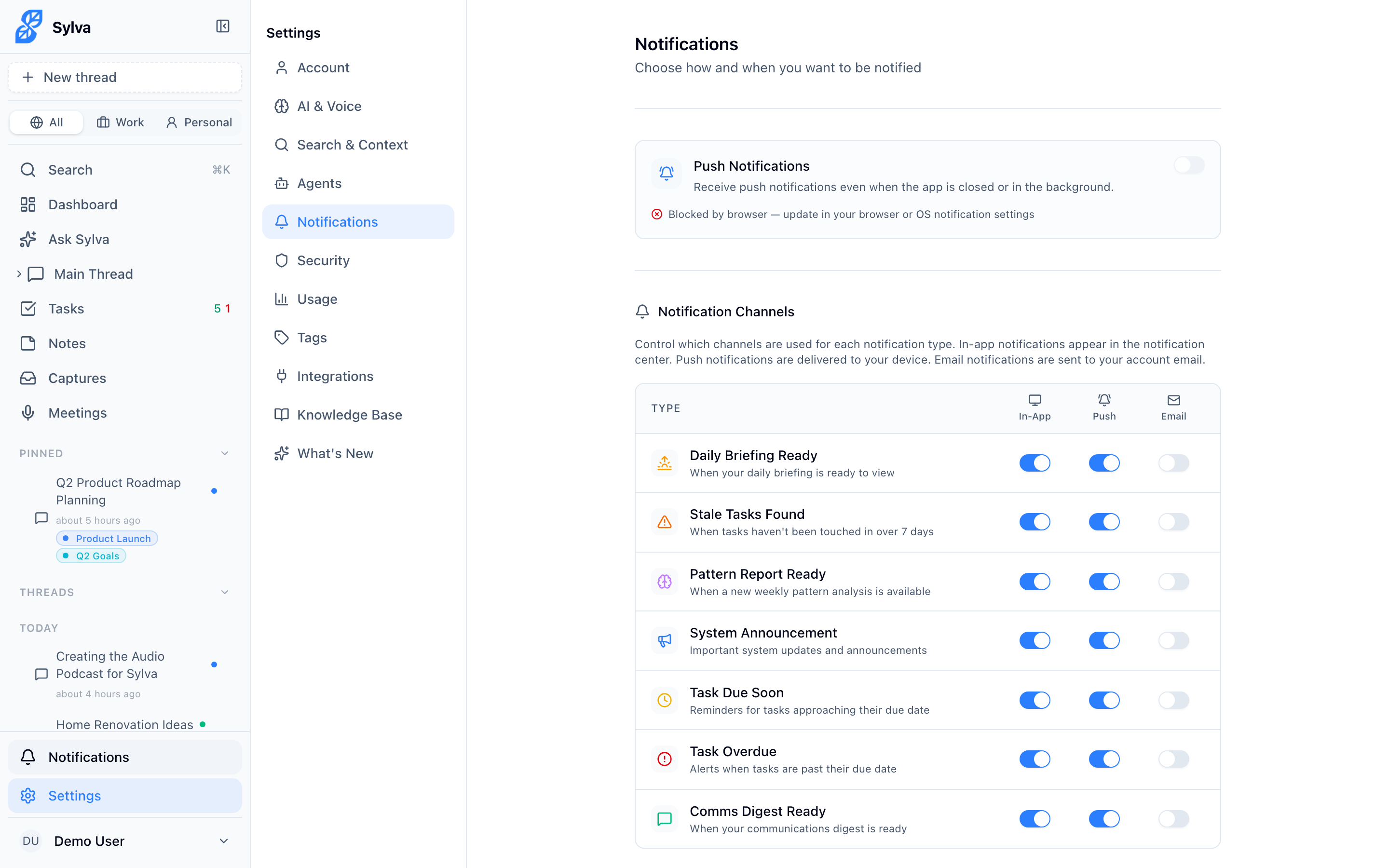 Configure notification channels