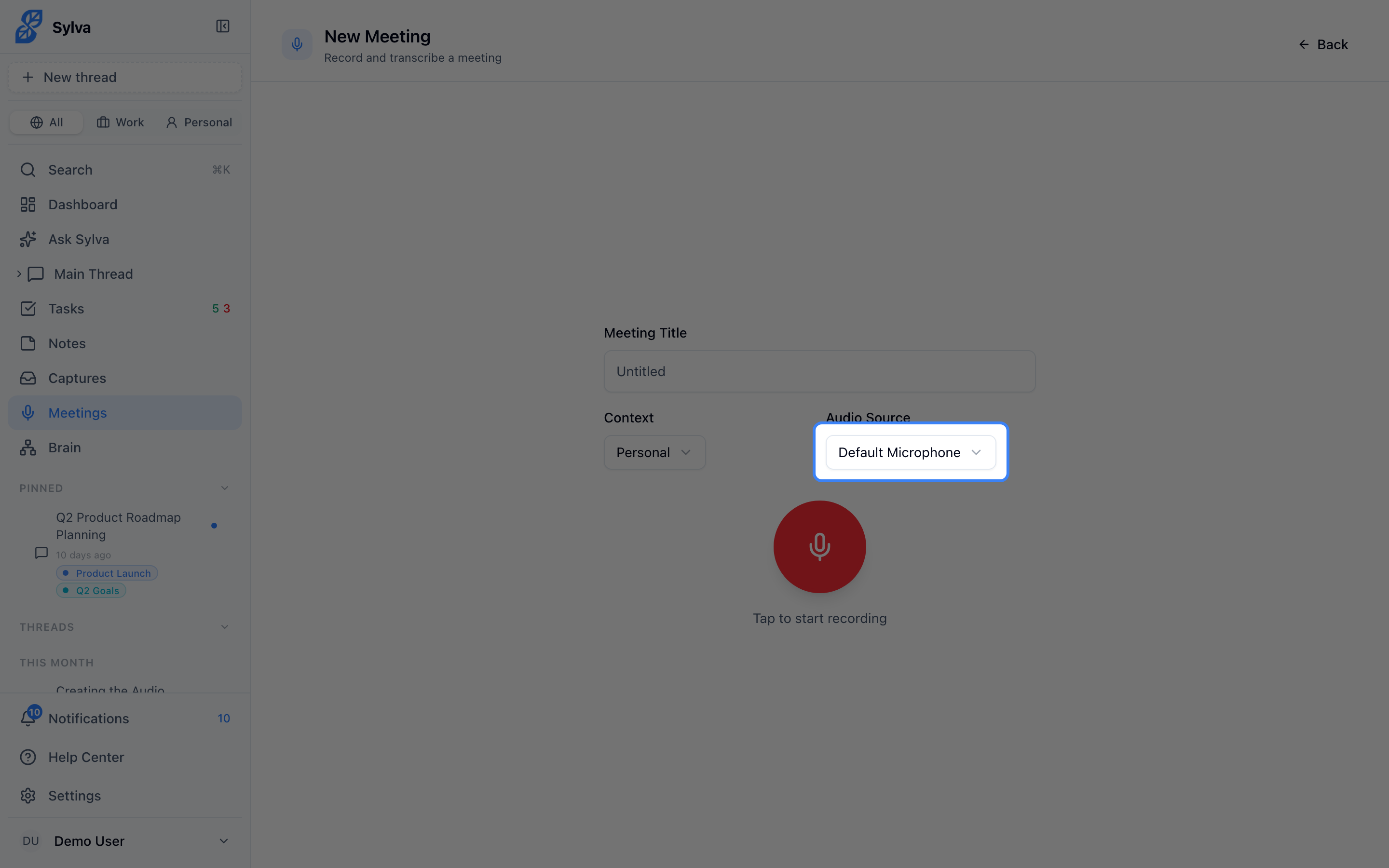 Microphone device dropdown expanded