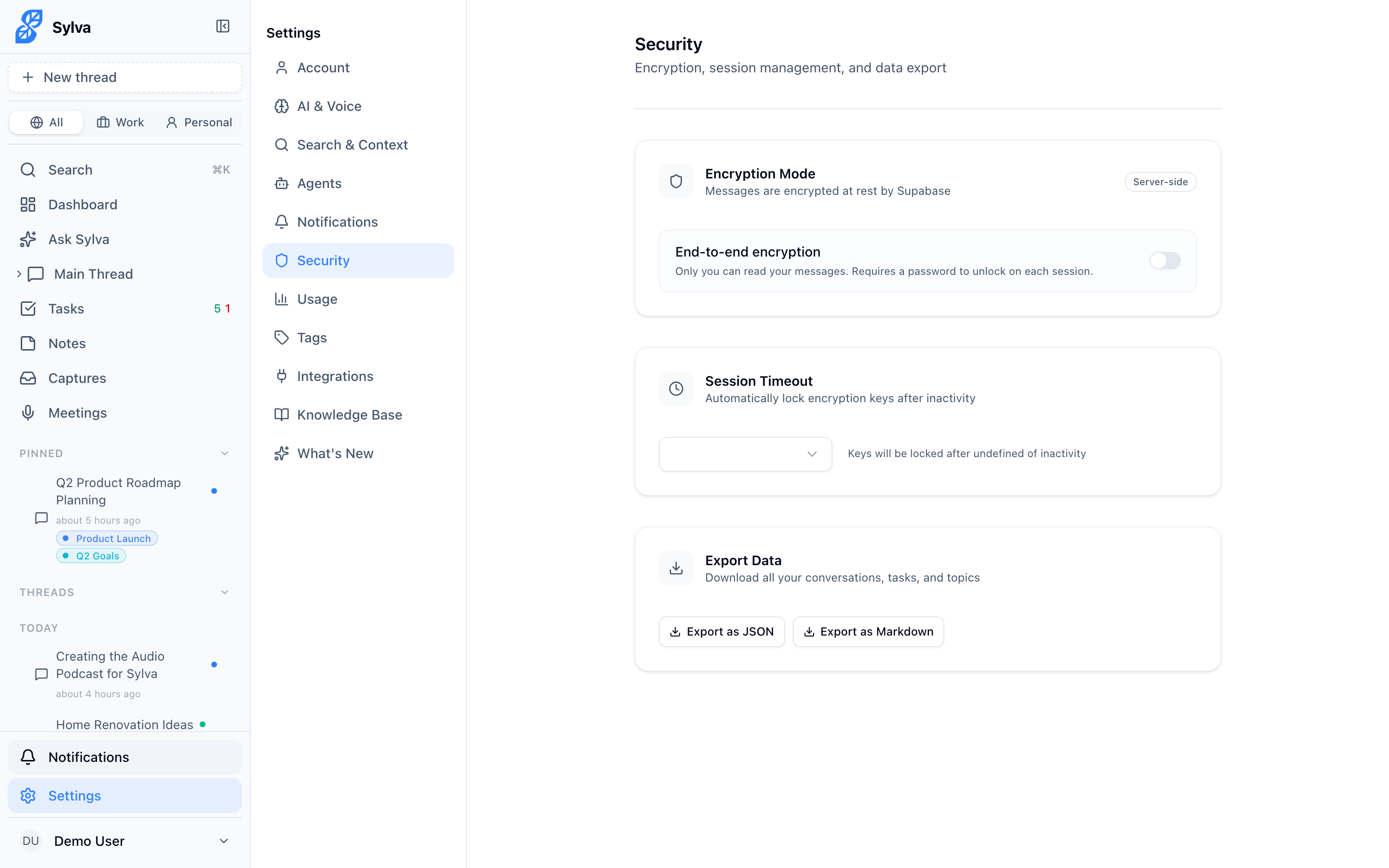 Security settings