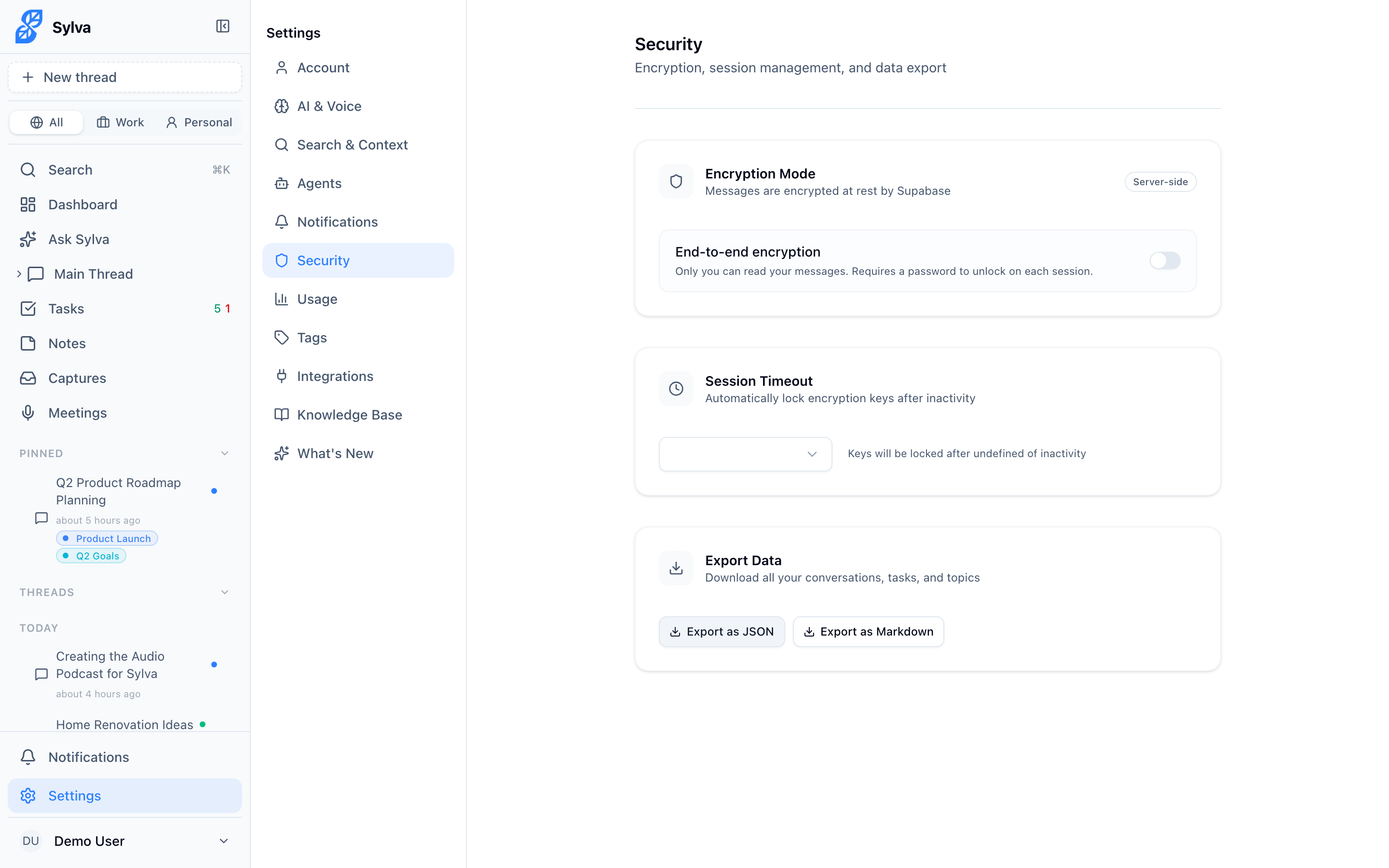 Session timeout setting