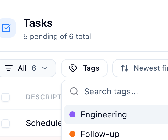 Filter tasks by tag