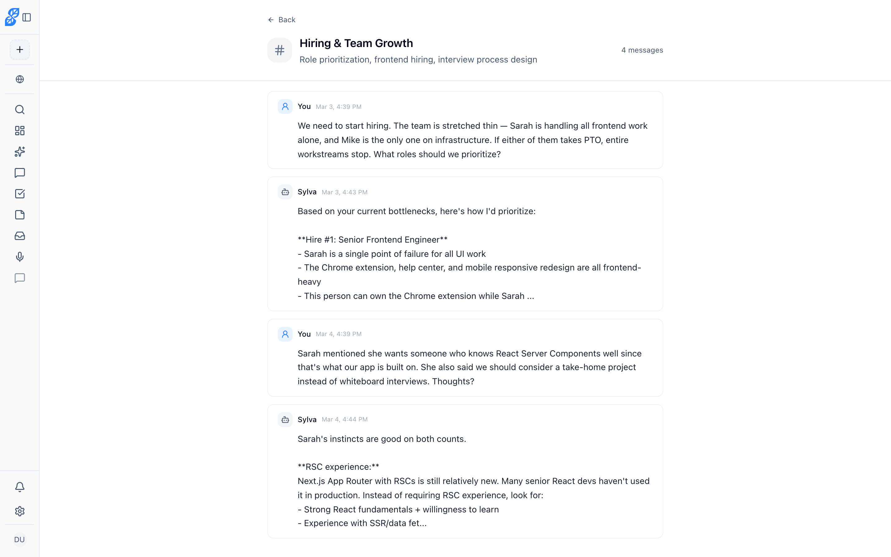 Topic actions menu