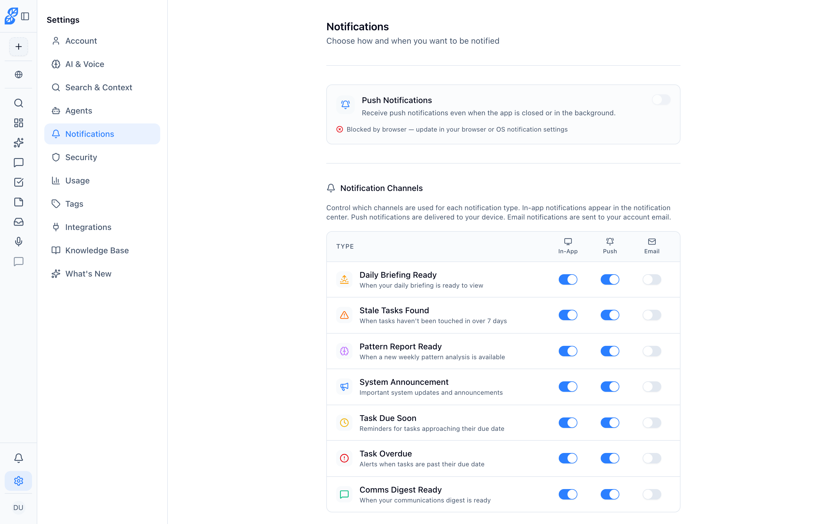 Check notification settings