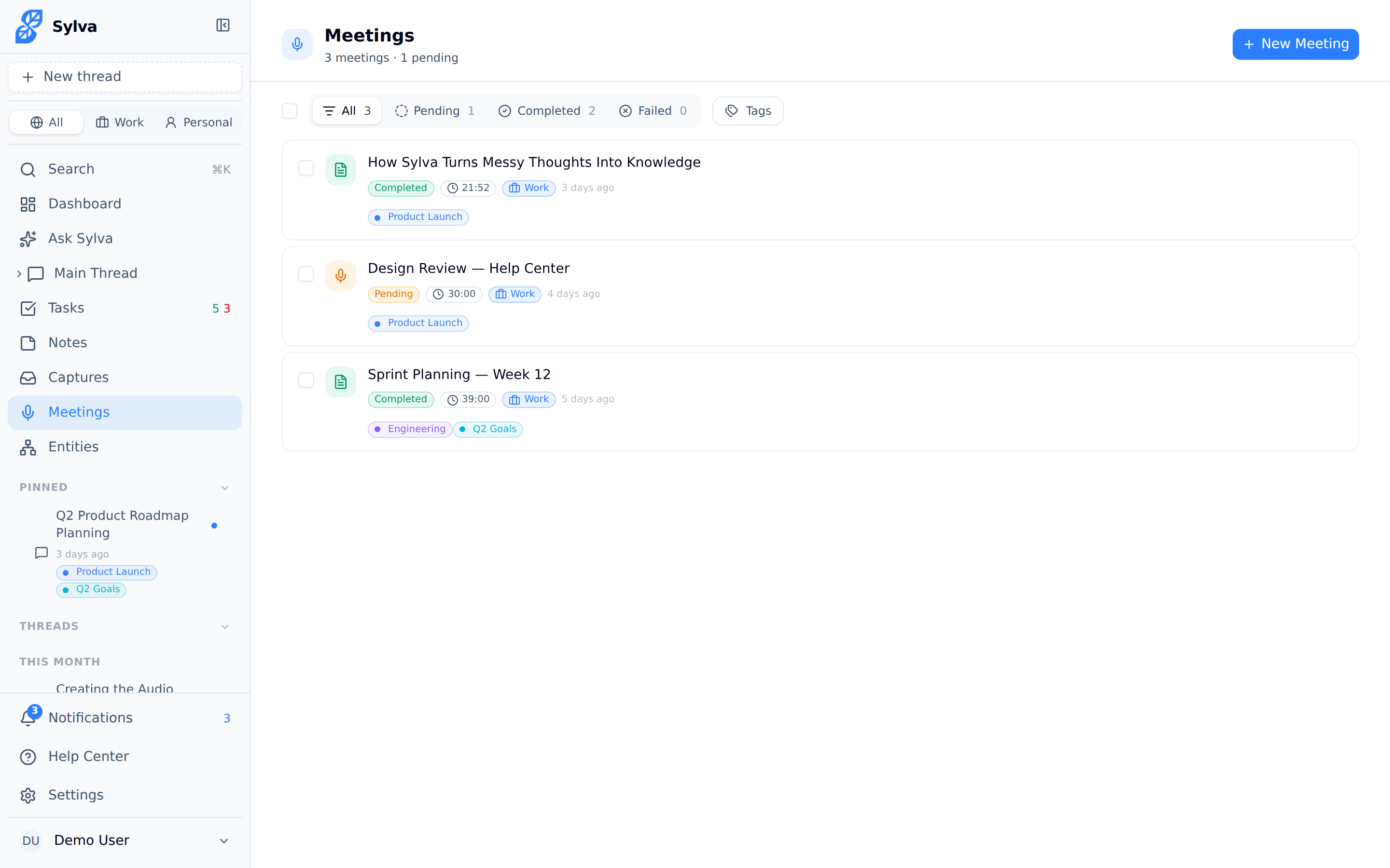 Offline recording banner during active meeting