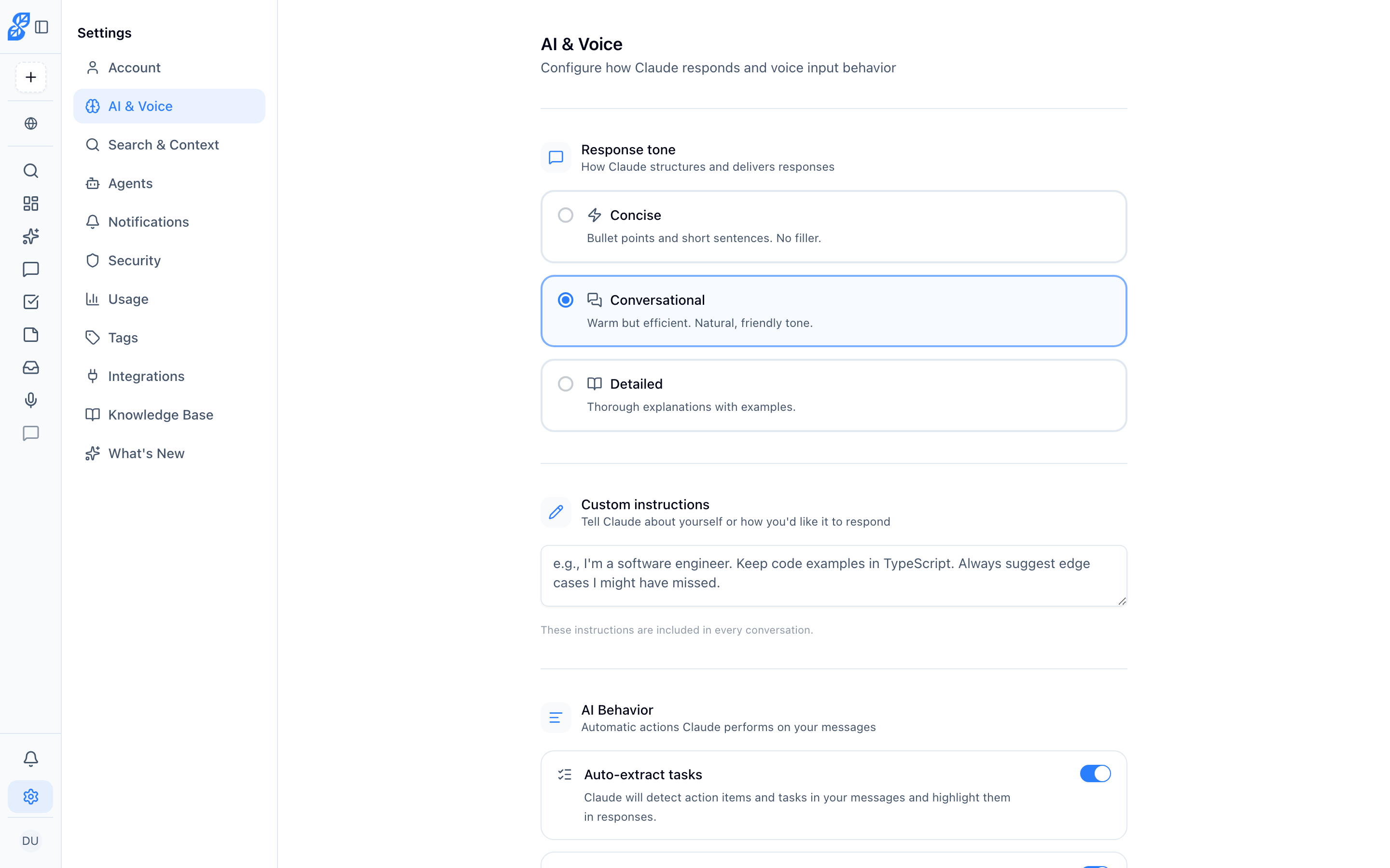 Web search in Settings